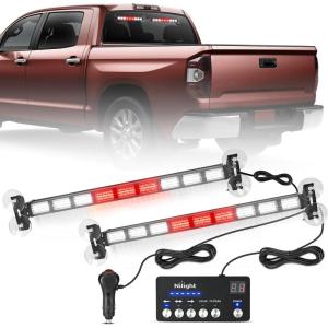 imageNilight 162 LED Traffic Advisor Strobe Light Bar 2in1 Amber Blue Emergency Warning Hazard Lights with Controller 4 Switchable Color 36 Flash Pattern for Trucks Cars Tow Plow Construction VehiclesRed White