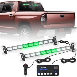 imageNilight 162 LED Traffic Advisor Strobe Light Bar 2in1 Amber Blue Emergency Warning Hazard Lights with Controller 4 Switchable Color 36 Flash Pattern for Trucks Cars Tow Plow Construction VehiclesGreen White