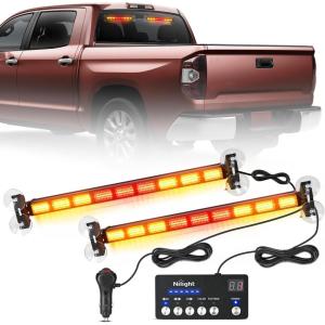 imageNilight 162 LED Traffic Advisor Strobe Light Bar 2in1 Amber Blue Emergency Warning Hazard Lights with Controller 4 Switchable Color 36 Flash Pattern for Trucks Cars Tow Plow Construction VehiclesAmber Red
