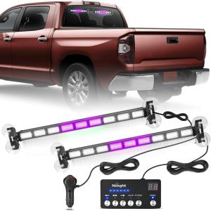 imageNilight 162 LED Traffic Advisor Strobe Light Bar 2in1 Amber Blue Emergency Warning Hazard Lights with Controller 4 Switchable Color 36 Flash Pattern for Trucks Cars Tow Plow Construction VehiclesPurple White