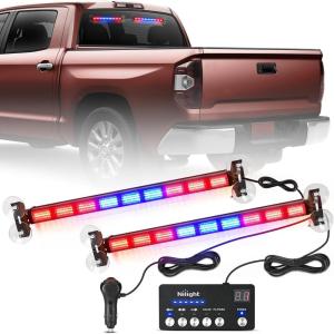 imageNilight 162 LED Traffic Advisor Strobe Light Bar 2in1 Amber Blue Emergency Warning Hazard Lights with Controller 4 Switchable Color 36 Flash Pattern for Trucks Cars Tow Plow Construction VehiclesRed Blue