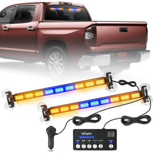 imageNilight 162 LED Traffic Advisor Strobe Light Bar 2in1 Amber Blue Emergency Warning Hazard Lights with Controller 4 Switchable Color 36 Flash Pattern for Trucks Cars Tow Plow Construction VehiclesAmber Blue