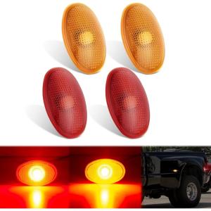 imageNilight 25 Inch Oval Side Marker Clearance Light 2 LED 8 Pack White Lens Red Light 80LM High Lumen Waterproof Surface Mount 12V Direct Wire for Truck Trailer Boat RV SemiAmberRed F350 450 550 19992010