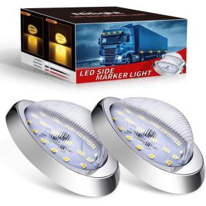 imageNilight 25 Inch Oval Side Marker Clearance Light 2 LED 8 Pack White Lens Red Light 80LM High Lumen Waterproof Surface Mount 12V Direct Wire for Truck Trailer Boat RV SemiClear AmberUniversal 6inch Teardrop