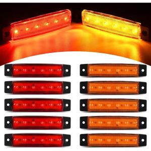 imageNilight 25 Inch Oval Side Marker Clearance Light 2 LED 8 Pack White Lens Red Light 80LM High Lumen Waterproof Surface Mount 12V Direct Wire for Truck Trailer Boat RV SemiAmberRed Universal