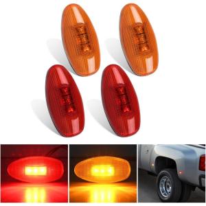 imageNilight 25 Inch Oval Side Marker Clearance Light 2 LED 8 Pack White Lens Red Light 80LM High Lumen Waterproof Surface Mount 12V Direct Wire for Truck Trailer Boat RV SemiAmberRed SilveradoSierra 20012014