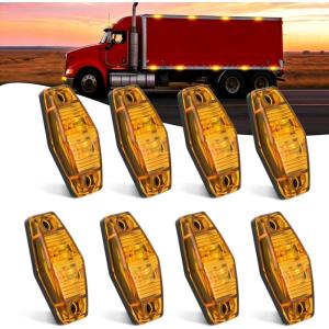 imageNilight 25 Inch Oval Side Marker Clearance Light 2 LED 8 Pack White Lens Red Light 80LM High Lumen Waterproof Surface Mount 12V Direct Wire for Truck Trailer Boat RV SemiAmberUniversal 25inch Oval