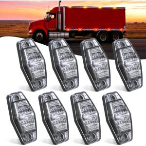 imageNilight 25 Inch Oval Side Marker Clearance Light 2 LED 8 Pack White Lens Red Light 80LM High Lumen Waterproof Surface Mount 12V Direct Wire for Truck Trailer Boat RV SemiClear AmberRedUniversal 25inch Oval