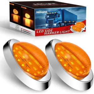 imageNilight 25 Inch Oval Side Marker Clearance Light 2 LED 8 Pack White Lens Red Light 80LM High Lumen Waterproof Surface Mount 12V Direct Wire for Truck Trailer Boat RV SemiAmberUniversal 6inch Teardrop