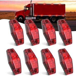 imageNilight 25 Inch Oval Side Marker Clearance Light 2 LED 8 Pack White Lens Red Light 80LM High Lumen Waterproof Surface Mount 12V Direct Wire for Truck Trailer Boat RV SemiRedUniversal 25inch Oval