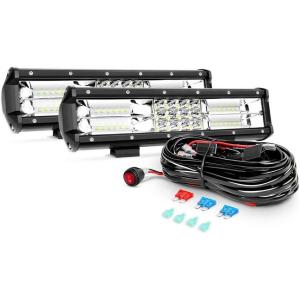 imageNilight 2PCS 12Inch 180W Triple Row Flood Spot Combo LED Light Bar 18000LM Led Bar with Off Road Wiring Harness 2 Years Warranty