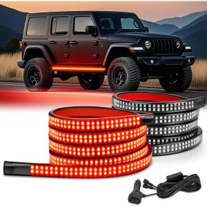 imageNilight 2PCS 70 Inch Emergency Strobe Light Strip 1125 LED Running Board Lights Red White Flexible Side Flashing Warning Caution Safety Waterproof for Truck Construction Vehicles PickupRed