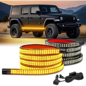 imageNilight 2PCS 70 Inch Emergency Strobe Light Strip 1125 LED Running Board Lights Red White Flexible Side Flashing Warning Caution Safety Waterproof for Truck Construction Vehicles PickupAmber