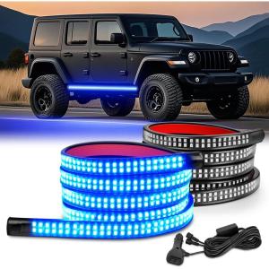 imageNilight 2PCS 70 Inch Emergency Strobe Light Strip 1125 LED Running Board Lights Red White Flexible Side Flashing Warning Caution Safety Waterproof for Truck Construction Vehicles PickupBlue