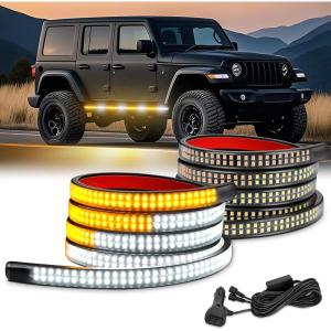 imageNilight 2PCS 70 Inch Emergency Strobe Light Strip 1125 LED Running Board Lights Red White Flexible Side Flashing Warning Caution Safety Waterproof for Truck Construction Vehicles PickupAmber White