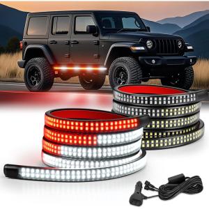 imageNilight 2PCS 70 Inch Emergency Strobe Light Strip 1125 LED Running Board Lights Red White Flexible Side Flashing Warning Caution Safety Waterproof for Truck Construction Vehicles PickupRed White