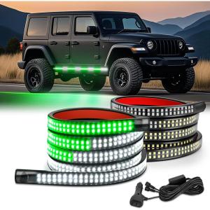 imageNilight 2PCS 70 Inch Emergency Strobe Light Strip 1125 LED Running Board Lights Red White Flexible Side Flashing Warning Caution Safety Waterproof for Truck Construction Vehicles PickupGreen White