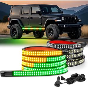 imageNilight 2PCS 70 Inch Emergency Strobe Light Strip 1125 LED Running Board Lights Red White Flexible Side Flashing Warning Caution Safety Waterproof for Truck Construction Vehicles PickupAmber Green