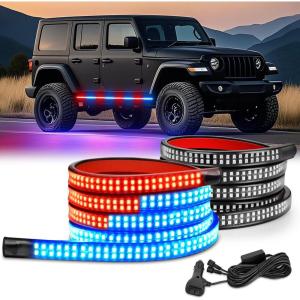 imageNilight 2PCS 70 Inch Emergency Strobe Light Strip 1125 LED Running Board Lights Red White Flexible Side Flashing Warning Caution Safety Waterproof for Truck Construction Vehicles PickupRed Blue