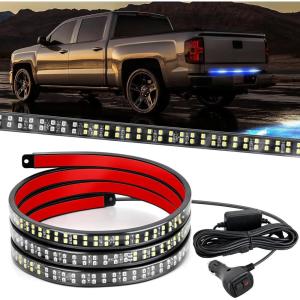 imageNilight 49 Inch Emergency Strobe Light Strips with Controller 288LED Flashing Warning Hazard Safety Rear Window Tailgate Lights for Truck Trailer Construction Plow Pickup Tow SUV Vehicles Red White48 Tailgate Strobe Blue White