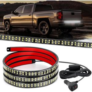 imageNilight 49 Inch Emergency Strobe Light Strips with Controller 288LED Flashing Warning Hazard Safety Rear Window Tailgate Lights for Truck Trailer Construction Plow Pickup Tow SUV Vehicles Red White48 Tailgate Strobe White