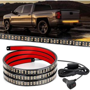 imageNilight 49 Inch Emergency Strobe Light Strips with Controller 288LED Flashing Warning Hazard Safety Rear Window Tailgate Lights for Truck Trailer Construction Plow Pickup Tow SUV Vehicles Red White48 Tailgate Strobe Amber