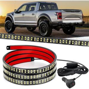 imageNilight 60 Inch Truck Tailgate Strobe Light Strip Tail Emergency Bar Rear Window Warning Lamp UltraBright Double Row 360 LED for Pickup Trailers Construction Vehicles Car SUV Blue White60 Tailgte Strobe White