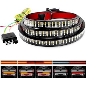imageNilight 60 Inch Truck Tailgate Strobe Light Strip Tail Emergency Bar Rear Window Warning Lamp UltraBright Double Row 360 LED for Pickup Trailers Construction Vehicles Car SUV Blue White60 Tailgate Light Strip RedWhiteAmber 504 LEDs