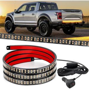 imageNilight 60 Inch Truck Tailgate Strobe Light Strip Tail Emergency Bar Rear Window Warning Lamp UltraBright Double Row 360 LED for Pickup Trailers Construction Vehicles Car SUV Blue White60 Tailgte Strobe Amber