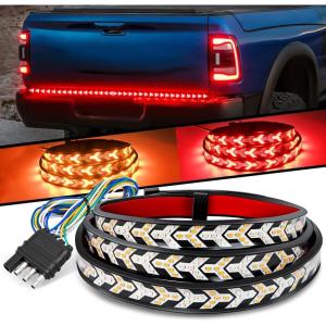 imageNilight 60 Inch Truck Tailgate Strobe Light Strip Tail Emergency Bar Rear Window Warning Lamp UltraBright Double Row 360 LED for Pickup Trailers Construction Vehicles Car SUV Blue White48 Tailgate Light Strip RedAmber Arrow
