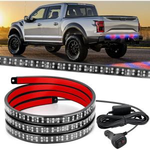 imageNilight 60 Inch Truck Tailgate Strobe Light Strip Tail Emergency Bar Rear Window Warning Lamp UltraBright Double Row 360 LED for Pickup Trailers Construction Vehicles Car SUV Blue White60 Tailgte Strobe Red Blue