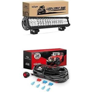 imageNilight LED Light Bar 17Inch 108W Spot Flood Combo Led Off Road Lights with 12V 16AWG Wiring Harness Kit2 Lead 2 Years Warranty