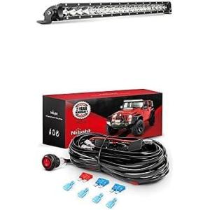 imageNilight LED Light Bar 21Inch 100W Spot Flood Combo Led Off Road Lights with 12V 16AWG Wiring Harness Kit2 Lead 2 Years Warranty