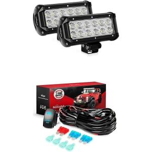 imageNilight LED Light Bar 2PCS 65Inch 36W Flood Led Off Road Lights With 12V 5Pin Rocker Switch 16AWG Wiring Harness Kit2 Lead  2 Years Warranty