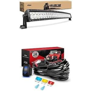 imageNilight LED Light Bar 32Inch 180W Curved Spot Flood Combo Led Off Road Lights with 12V 5Pin Rocker Switch 14AWG Wiring Harness Kit1 Lead 2 Years Warranty