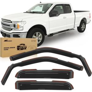 imageNilight in Channel Rain Guards Smoke Tint Reduce Wind NoiseFord F150 Raptor 20152020
