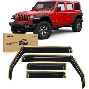 imageNilight in Channel Rain Guards for Wrangler JK 2007 2008 2009 2010 2011 2012 2013 2014 2015 2016 2017 2018 Unlimited 4Door Window Deflectors Vent Window VisorsWrangler JL 20182026