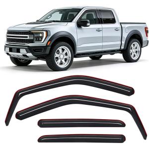 imageNilight inChannel Rain Guards for Ford F150 SuperCrew 2015 2016 2017 2018 2019 2020Window Visors Vent Deflectors Smoke Tinted Wind amp Rain Protection Car Wash Safe  4PCS