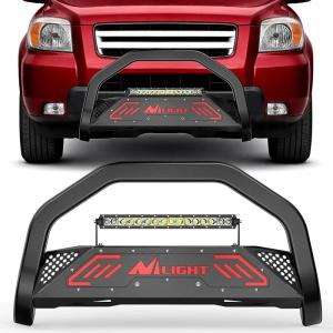 imageNilight Bull Bar with Light BarampLicense Plate Hole Compatible with Toyota 4Runner 20102024 Truck Brush Guard Front Bumper Push Bar wGrille Skid Plate Light MountHonda Pilot 0308 Ridgeline 0615 Acura MDX 0106