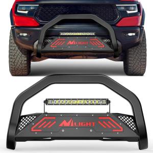 imageNilight Bull Bar with Light BarampLicense Plate Hole Compatible with Toyota 4Runner 20102024 Truck Brush Guard Front Bumper Push Bar wGrille Skid Plate Light MountDodge Ram 1500 New Body 20192024