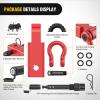 imageNilight Shackle Hitch Receiver 2Inch 45000 LBs Breaking Strength 34 D Ring Trailer Fasten Pin Heavy Duty Solid Recovery Towing Kit for Trucks Jeeps OffRoadHitch w Lock Pin Red