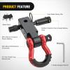 imageNilight Shackle Hitch Receiver 2Inch 45000 LBs Breaking Strength 34 D Ring Trailer Fasten Pin Heavy Duty Solid Recovery Towing Kit for Trucks Jeeps OffRoadHitch w Lock Pin Black Red