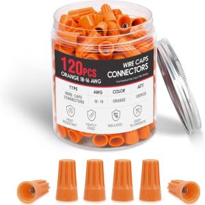 imageNilight 120PCS Yellow Wire Connectors Kit 1614 AWG Electric Wire Caps Insulating Insert Twist Electrical Wire Terminal with Spring for Connect Electrical Wiring Automotive Car Truck Boats Marine120PCS 1816 Wire Caps