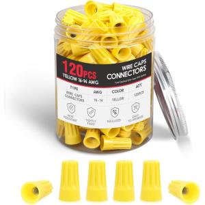 imageNilight 120PCS Yellow Wire Connectors Kit 1614 AWG Electric Wire Caps Insulating Insert Twist Electrical Wire Terminal with Spring for Connect Electrical Wiring Automotive Car Truck Boats Marine120PCS 1614 Wire Caps
