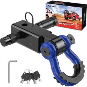 imageNilight Shackle Hitch Receiver 2Inch 45000 LBs Breaking Strength 34 D Ring Trailer Fasten Pin Heavy Duty Solid Recovery Towing Kit for Trucks Jeeps OffRoadHitch w Lock Pin Black Blue