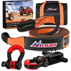 imageNilight Shackle Hitch Receiver 2Inch 45000 LBs Breaking Strength 34 D Ring Trailer Fasten Pin Heavy Duty Solid Recovery Towing Kit for Trucks Jeeps OffRoad20ft Tow Strap DRing Shackle Hitch