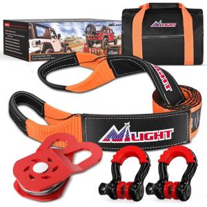 imageNilight Shackle Hitch Receiver 2Inch 45000 LBs Breaking Strength 34 D Ring Trailer Fasten Pin Heavy Duty Solid Recovery Towing Kit for Trucks Jeeps OffRoad8ft Tow Strap DRing Shackle Block