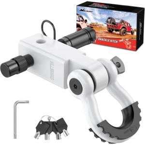 imageNilight Shackle Hitch Receiver 2Inch 45000 LBs Breaking Strength 34 D Ring Trailer Fasten Pin Heavy Duty Solid Recovery Towing Kit for Trucks Jeeps OffRoadHitch w Lock Pin White