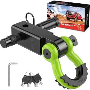 imageNilight Shackle Hitch Receiver 2Inch 45000 LBs Breaking Strength 34 D Ring Trailer Fasten Pin Heavy Duty Solid Recovery Towing Kit for Trucks Jeeps OffRoadHitch w Lock Pin Black Green