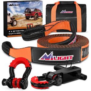imageNilight Shackle Hitch Receiver 2Inch 45000 LBs Breaking Strength 34 D Ring Trailer Fasten Pin Heavy Duty Solid Recovery Towing Kit for Trucks Jeeps OffRoad30ft Tow Strap DRing Shackle Hitch